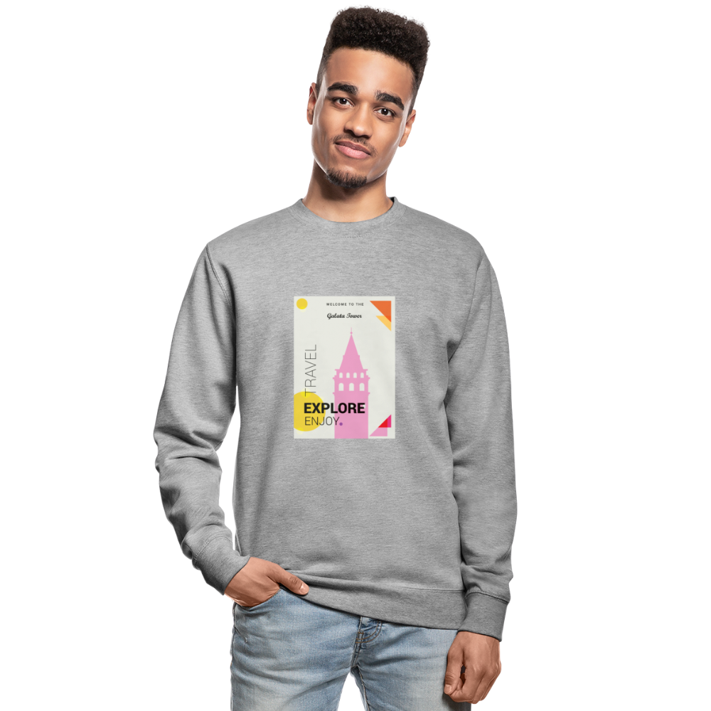 Unisex Pullover - Weißgrau meliert